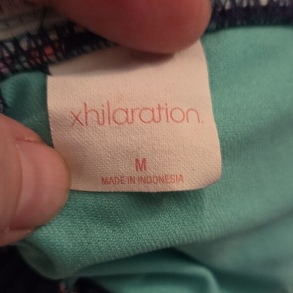 Xhilaration Tropical Bird Print Triangle Bikini Top Adjustable Straps Navy M - Picture 2 of 4